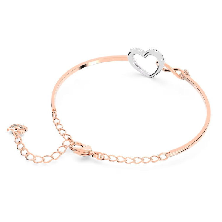 Hyperbola bangle Infinity and heart, White, Mixed metal finish